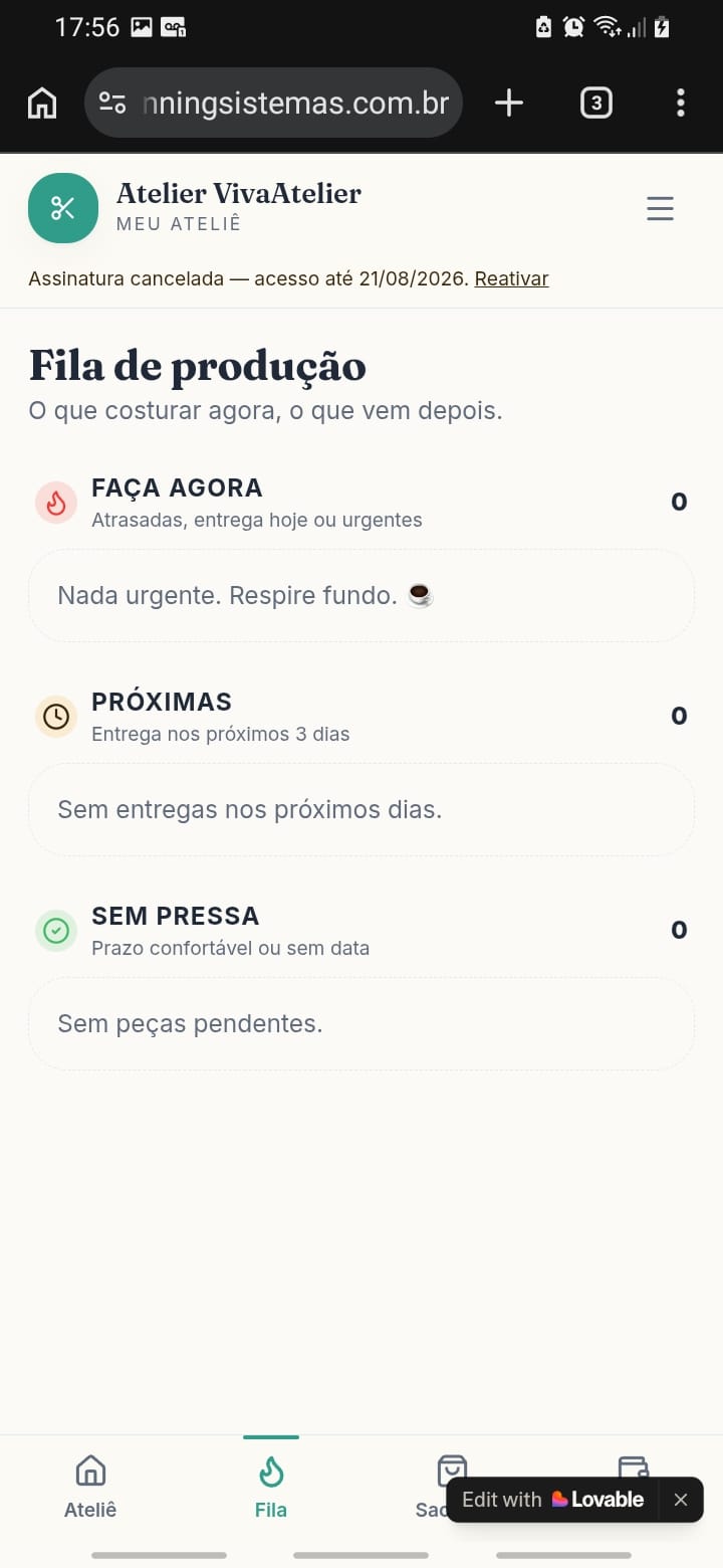 Fila de produção com peças urgentes, próximas e sem pressa